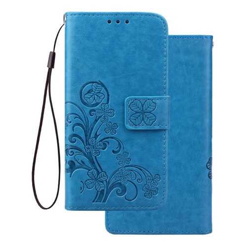 Кожаный Чехол (книжка) Four-leaf Clover с визитницей для Samsung Galaxy A6s (2018) Blue в Фианит-Ломбард