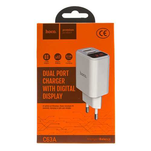 Сетевое зарядное устройство Hoco C63A 2 USB 2,1A White в Фианит-Ломбард