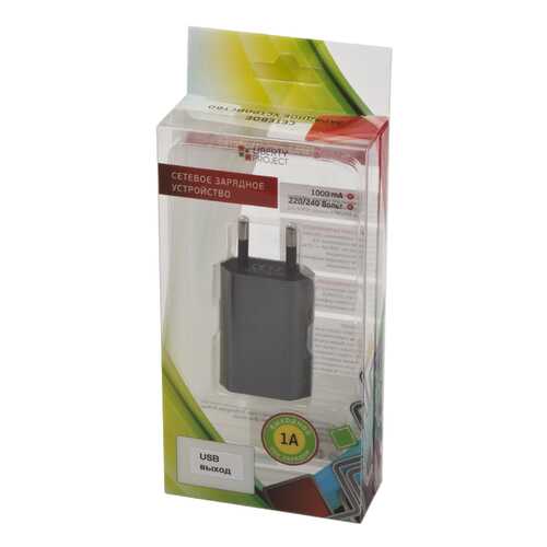 Сетевое зарядное устройство Liberty Project 1 USB 1A Black в Фианит-Ломбард