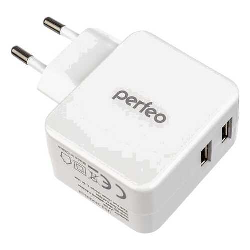 Сетевое зарядное устройство Perfeo с разъемом 2xUSB, 3.4А, белый, CUBE 2 (PF_A4132) в Фианит-Ломбард