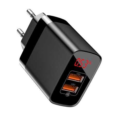 Зарядное устройство Baseus Mirror Lake Dual QC Digital Display Quick Charger 2xUSB Black в Фианит-Ломбард