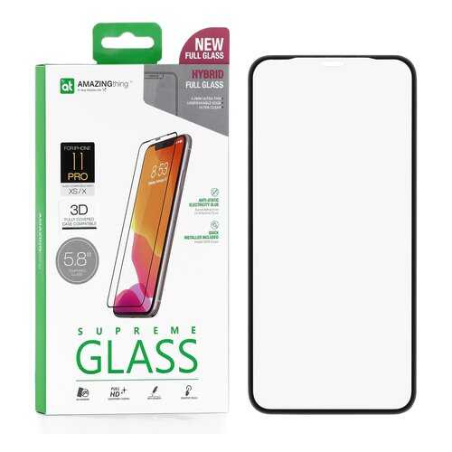 Защитное стекло AMAZINGthing SupremeGlass Hybrid 3D Black 0.2mm для Apple iPhone X в Фианит-Ломбард
