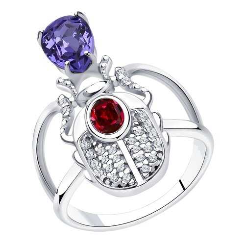Кольцо женское SOKOLOV из серебра с кристаллами Swarovski и фианитами 94013122 р.18 в Фианит-Ломбард