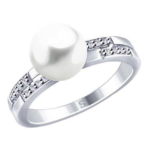 Кольцо женское SOKOLOV из серебра с жемчугом Swarovski и фианитами 94012650 р.19 в Фианит-Ломбард