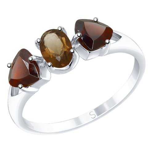 Серебряное кольцо женское с полудрагоценными вставками SOKOLOV 92011589 р.18 в Фианит-Ломбард