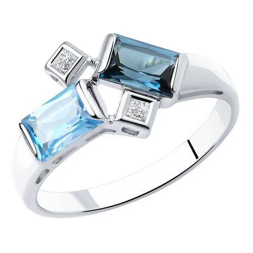 Кольцо женское SOKOLOV из белого золота с топазами и Swarovski Zirconia 715098 р.17 в Фианит-Ломбард