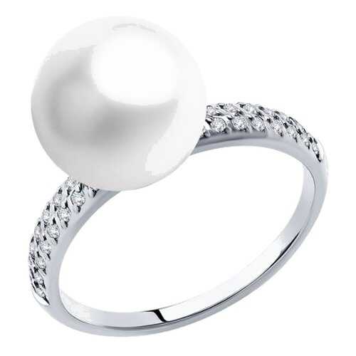Кольцо женское SOKOLOV из белого золота с жемчугом и фианитами Swarovski 791168 р.17.5 в Фианит-Ломбард