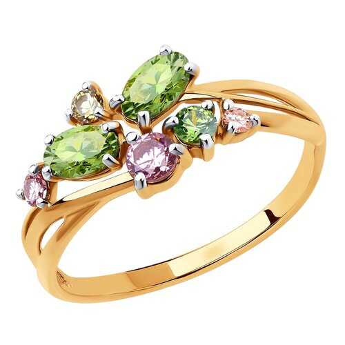Кольцо женское SOKOLOV из золота с фианитами Swarovski 81010462 р.19 в Фианит-Ломбард