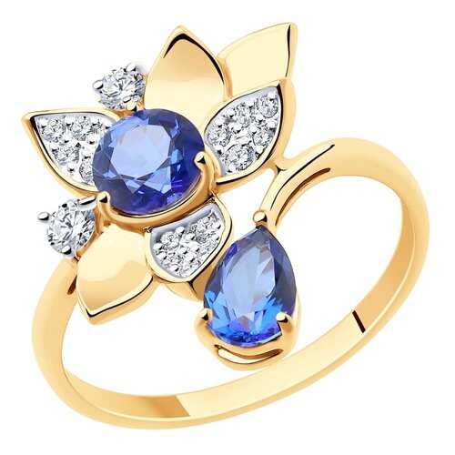Кольцо женское SOKOLOV из золота с топазами и фианитами Swarovski 715962 р.18 в Фианит-Ломбард