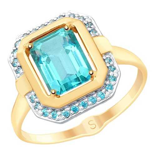 Кольцо женское SOKOLOV из золота с топазами Swarovski и фианитами 715352 р.17.5 в Фианит-Ломбард