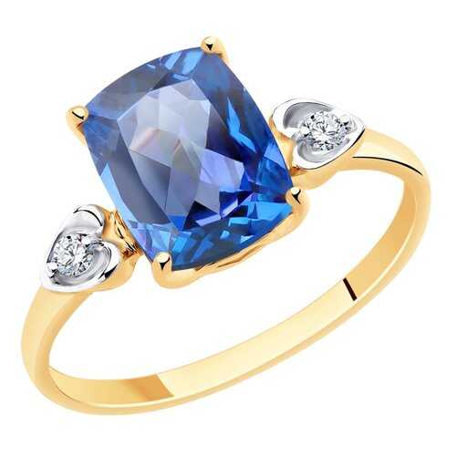 Кольцо женское SOKOLOV из золота с топазом и фианитами Swarovski 715894 р.16.5 в Фианит-Ломбард