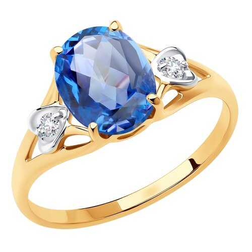 Кольцо женское SOKOLOV из золота с топазом и фианитами Swarovski 715924 р.19 в Фианит-Ломбард