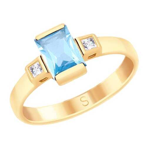 Кольцо женское SOKOLOV из золота с топазом и Swarovski Zirconia 715210 р.17.5 в Фианит-Ломбард