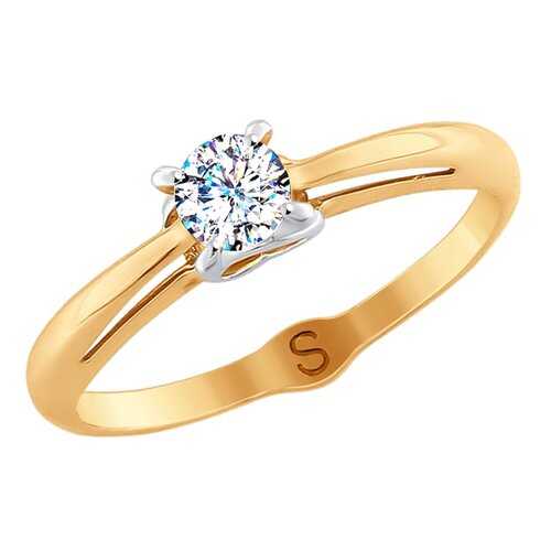 Кольцо женское SOKOLOV из золота со Swarovski Zirconia 81010369 р.19 в Фианит-Ломбард