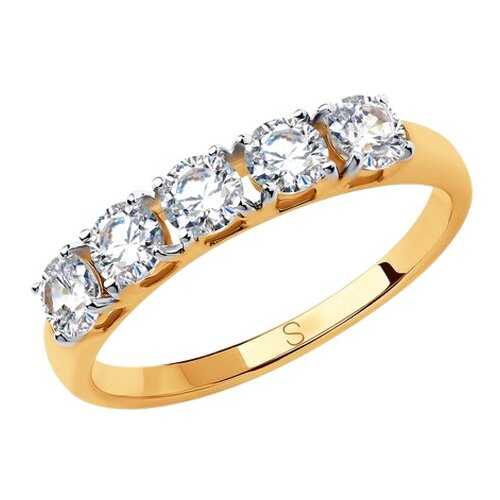 Кольцо женское SOKOLOV из золота со Swarovski Zirconia 81010444 р.17.5 в Фианит-Ломбард