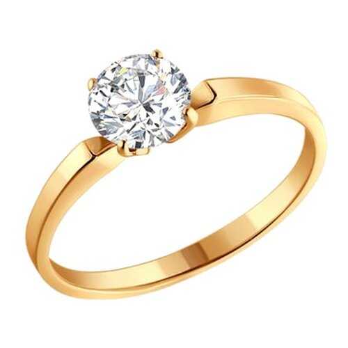Золотое помолвочное кольцо женское с камнем Swarovski SOKOLOV 81010001 р.17.5 в Фианит-Ломбард