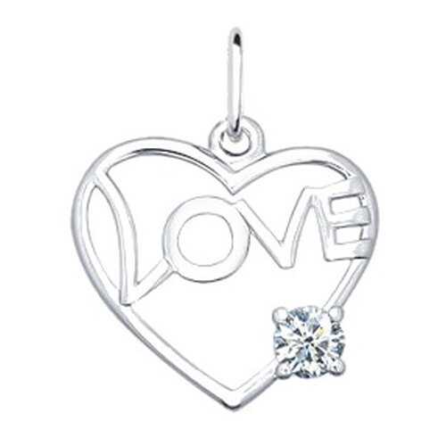 Подвеска «Love» с фианитом SOKOLOV 94030675 в Фианит-Ломбард