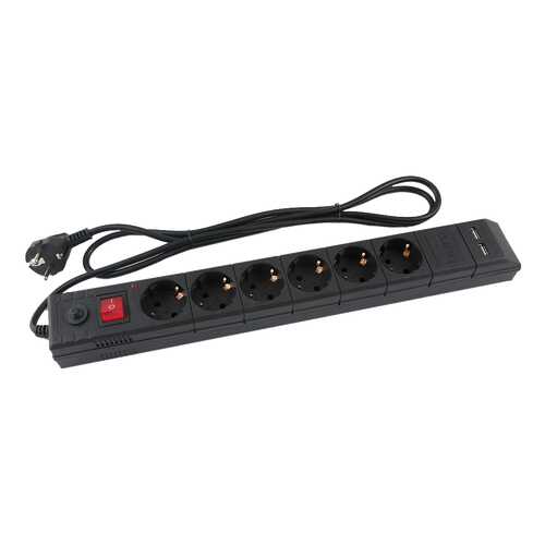 Сетевой фильтр BURO BU-SP1,8_USB_2A-B, 6 розеток, 1,8 м, Black в Фианит-Ломбард
