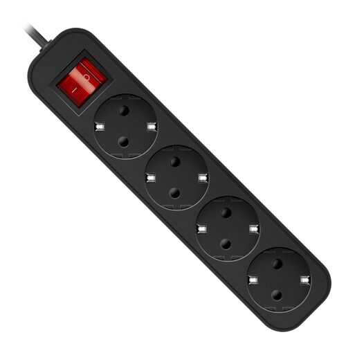 Удлинитель Defender G418, 4 розетки, 1,8 м, Black в Фианит-Ломбард