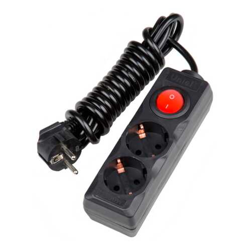 Удлинитель Uniel S-GCD2-3B, 2 розетки, 3 м, Black в Фианит-Ломбард