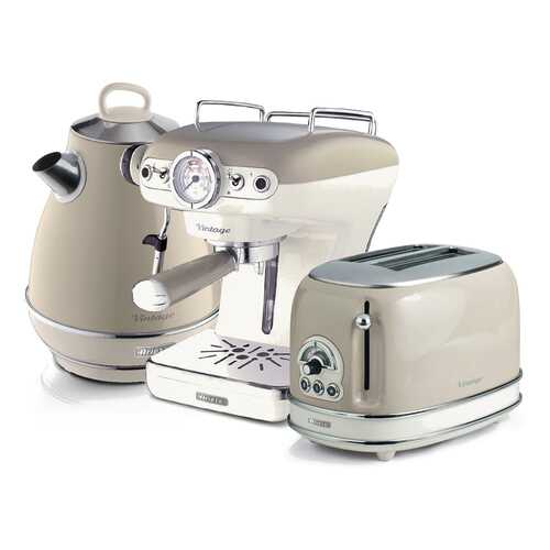 Комплект Ariete Vintage Рожковая кофеварка 1389/03 + тостер 155/13 + чайник 2869/03 Beige в Фианит-Ломбард