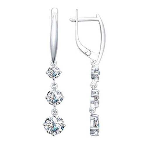 Серьги длинные SOKOLOV из серебра со Swarovski Zirconia в Фианит-Ломбард