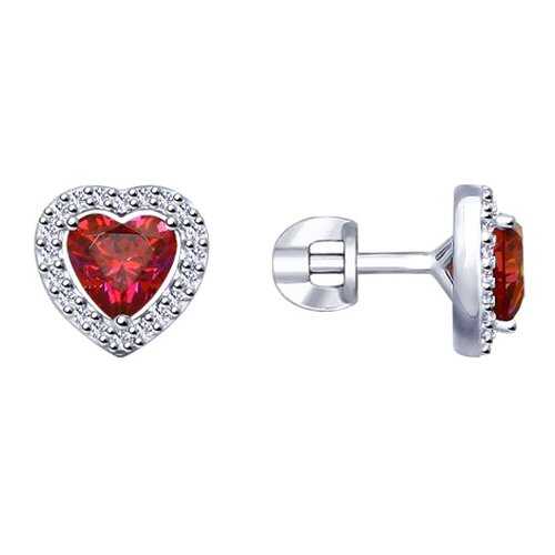 Серьги SOKOLOV из серебра с бесцветными и красными Swarovski Zirconia в Фианит-Ломбард