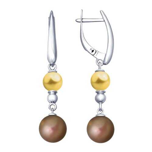 Серьги SOKOLOV из серебра с жемчугом Swarovski 94023016 в Фианит-Ломбард