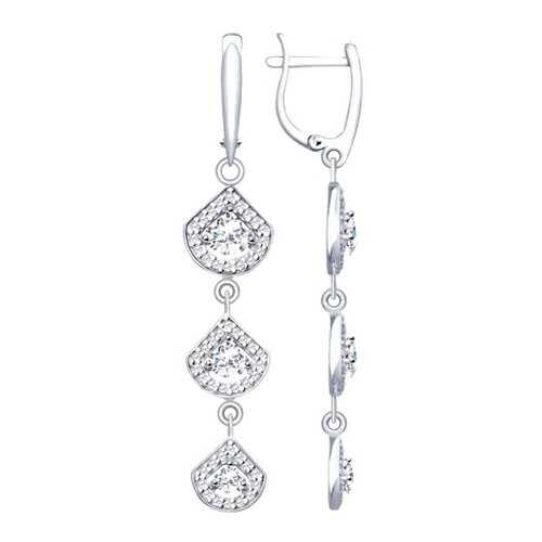 Серьги SOKOLOV из серебра со Swarovski Zirconia 89020094 в Фианит-Ломбард
