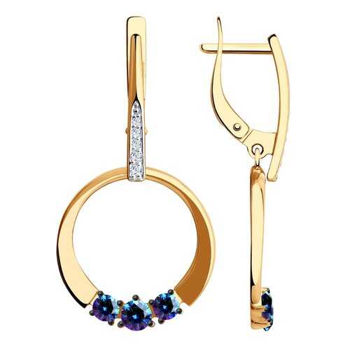 Серьги SOKOLOV из золота с бесцветными и синими Swarovski Zirconia 81020453 в Фианит-Ломбард