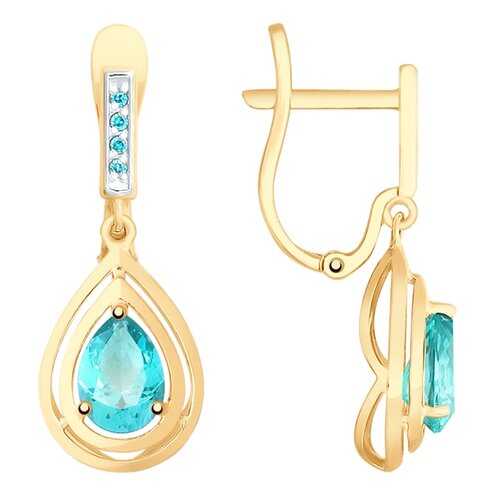 Серьги SOKOLOV из золота с топазами Swarovski и фианитами 725674 в Фианит-Ломбард