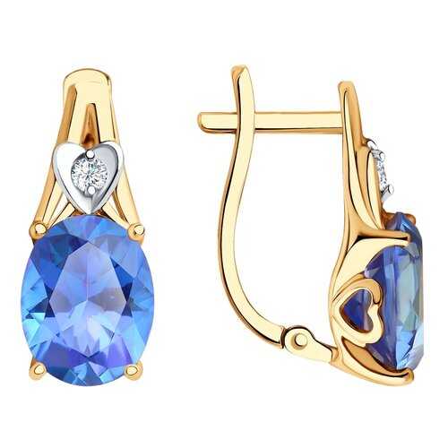 Серьги SOKOLOV из золота с топазами Swarovski и фианитами Swarovski 726823 в Фианит-Ломбард