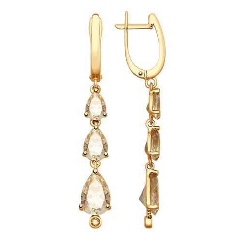 Серьги SOKOLOV из золота с топазами Swarovski и желтыми Swarovski Zirconia 725169 в Фианит-Ломбард