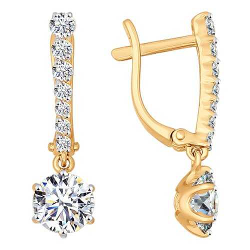 Серьги SOKOLOV из золота со Swarovski Zirconia 81020210 в Фианит-Ломбард